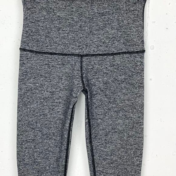Lululemon Womens Wunder Under Crop Hi Rise 21" Heathered Black Full On Luon 6 - Picture 7 of 9